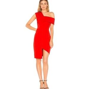 NWOT Aijek Marjorie Asymmetric Red Dress Size 2